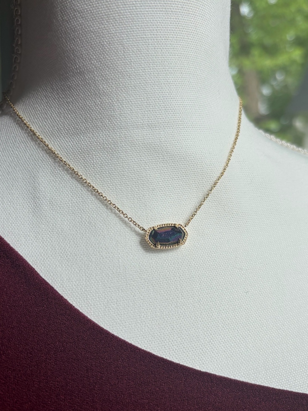 Kendra Scott Elisa Necklace Gold Black Iridescent Drusy